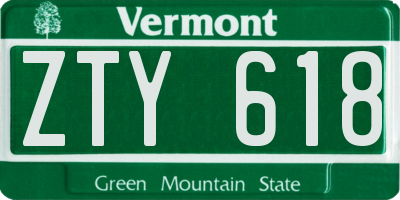 VT license plate ZTY618