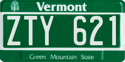 VT license plate ZTY621