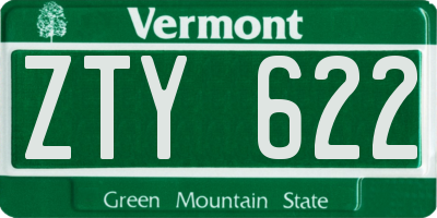 VT license plate ZTY622