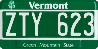 VT license plate ZTY623