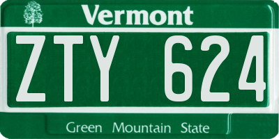 VT license plate ZTY624