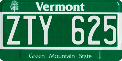 VT license plate ZTY625