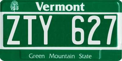 VT license plate ZTY627