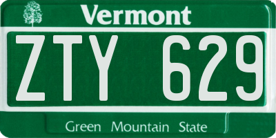 VT license plate ZTY629