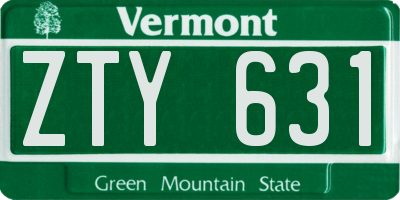 VT license plate ZTY631