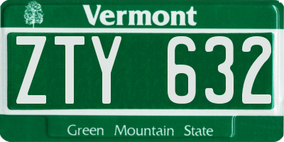 VT license plate ZTY632