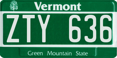 VT license plate ZTY636
