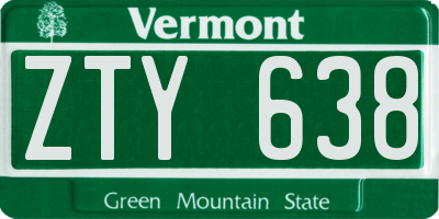 VT license plate ZTY638