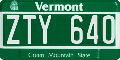 VT license plate ZTY640
