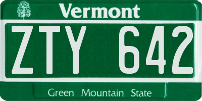 VT license plate ZTY642