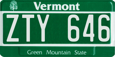VT license plate ZTY646