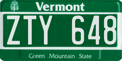 VT license plate ZTY648