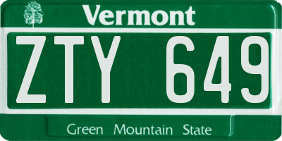VT license plate ZTY649