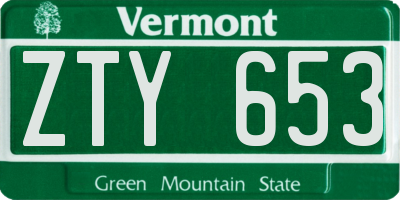 VT license plate ZTY653