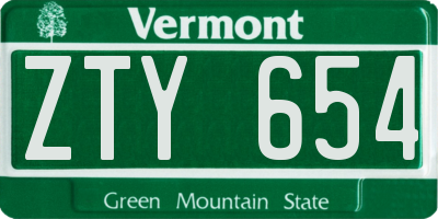 VT license plate ZTY654