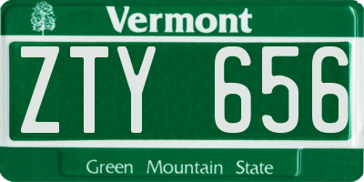 VT license plate ZTY656