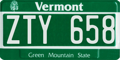 VT license plate ZTY658