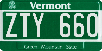 VT license plate ZTY660