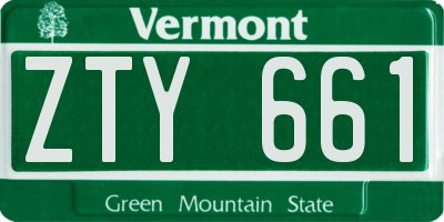 VT license plate ZTY661