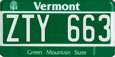 VT license plate ZTY663