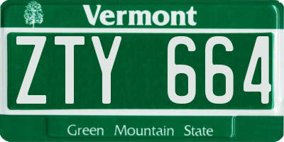 VT license plate ZTY664