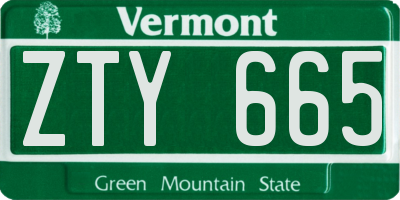 VT license plate ZTY665