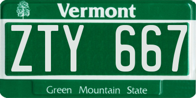 VT license plate ZTY667