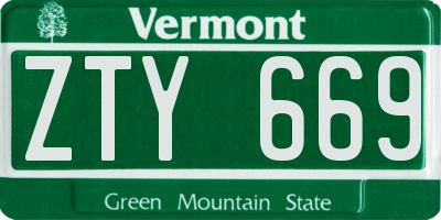 VT license plate ZTY669