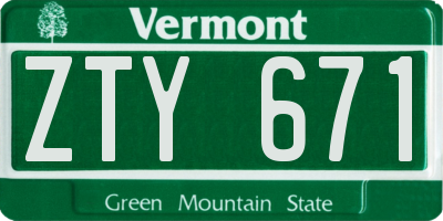 VT license plate ZTY671