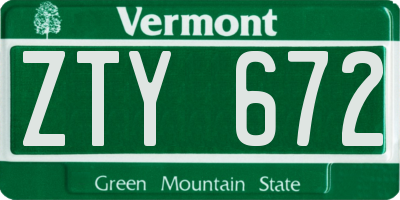 VT license plate ZTY672