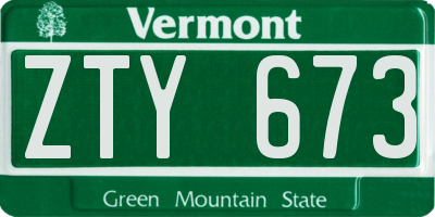 VT license plate ZTY673