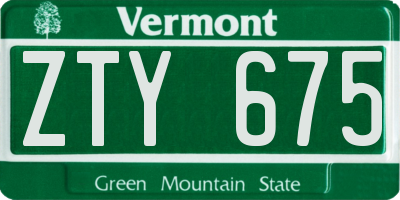 VT license plate ZTY675