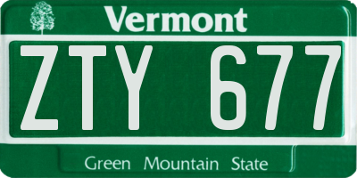 VT license plate ZTY677