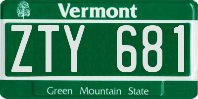VT license plate ZTY681