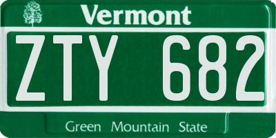VT license plate ZTY682
