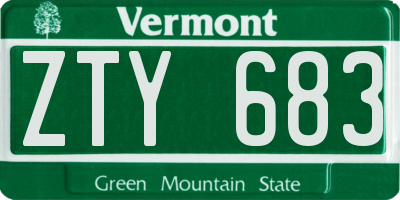 VT license plate ZTY683