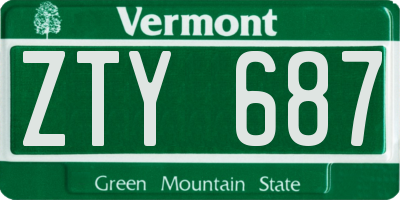 VT license plate ZTY687
