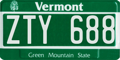 VT license plate ZTY688