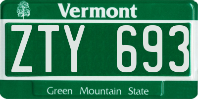 VT license plate ZTY693