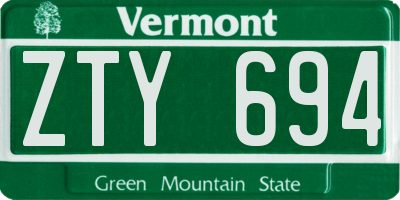 VT license plate ZTY694
