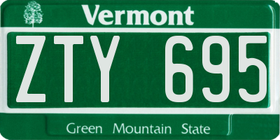 VT license plate ZTY695