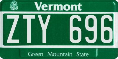 VT license plate ZTY696