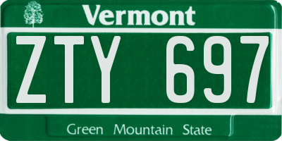 VT license plate ZTY697