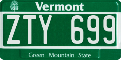VT license plate ZTY699