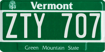 VT license plate ZTY707