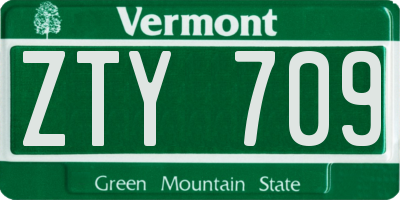 VT license plate ZTY709
