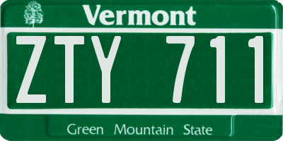 VT license plate ZTY711