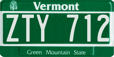 VT license plate ZTY712