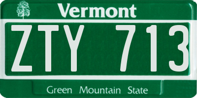 VT license plate ZTY713