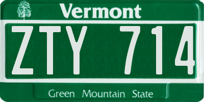 VT license plate ZTY714